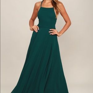 STRAPPY TO BE HERE FOREST GREEN MAXI DRESS